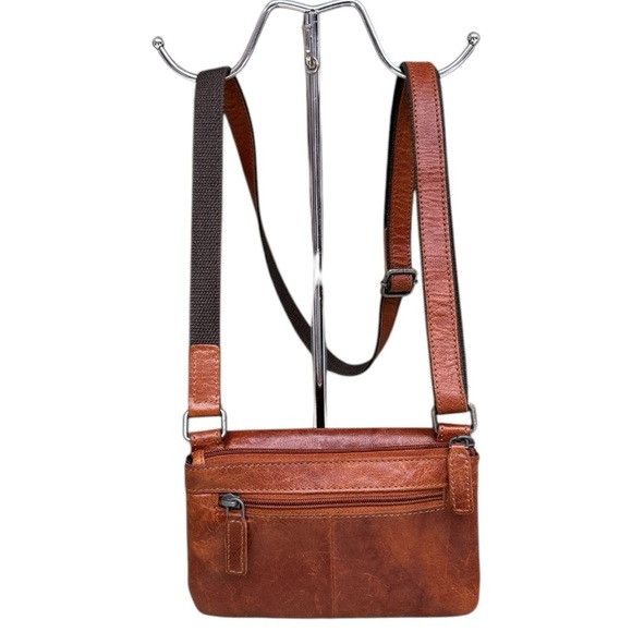 Jack Georges Leather Mini Crossbody Bag, Honey Brown - Picture 6 of 14